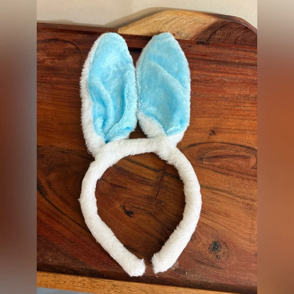 Set of Three Furry Bunny Ear Headbands Pink Blue Rabbit Ear Headbands Easter